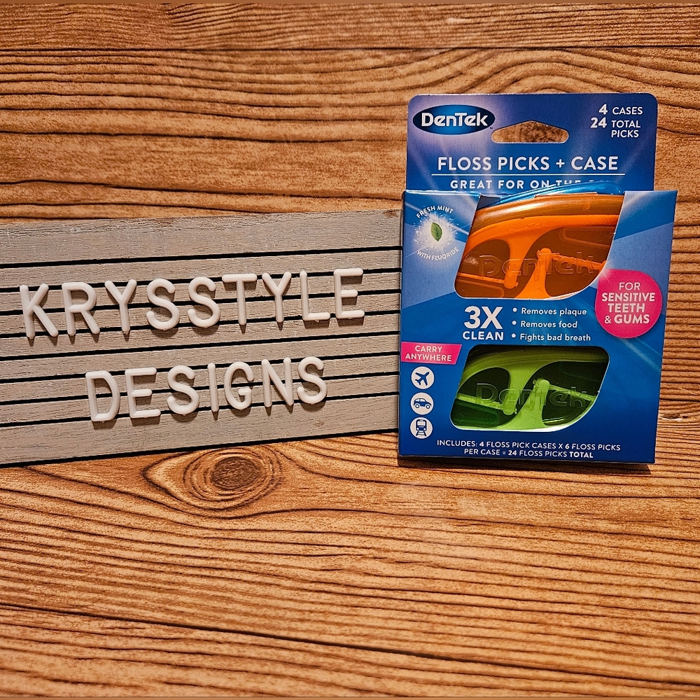 DenTek Floss Picks & Travel Case 4 Travel Cases with 6 Floss Picks Each